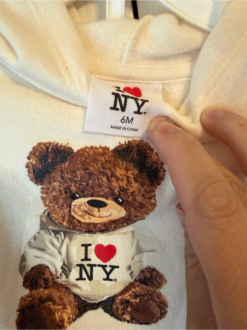 Cream Teddy Bear Hoodie Top with Leopard Print Pants- I <3 NY - Picture 3 of 5